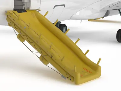  Commercial Airliner with Inflatable Plane Ramp Deployment 