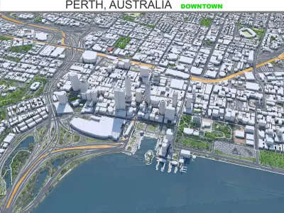 Perth Downtown Australia Low-poly 3D model