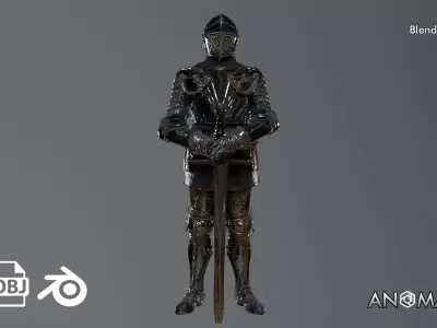  knight statue Low-poly 3D model