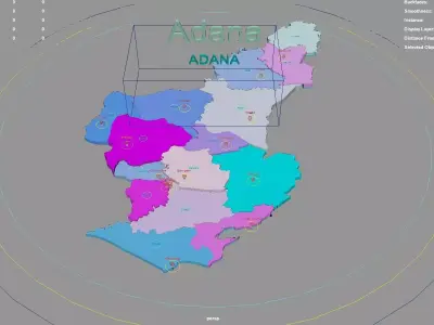 Adana  Mediterranean Region  Turkey map region geography 3D model