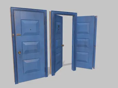 Door light blue 07 Low-poly 3D model