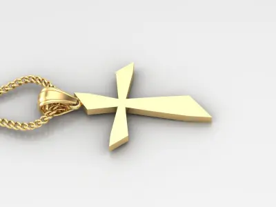 Light Gold 18K Cross Pendant 1CP090 3D print model