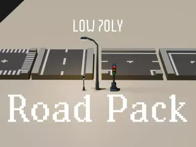 Road Pack Low-poly 3D model