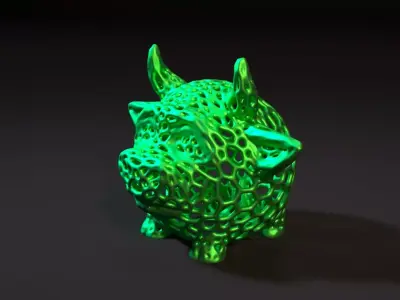 Bull in the form of a ball Voronoi 3D print model