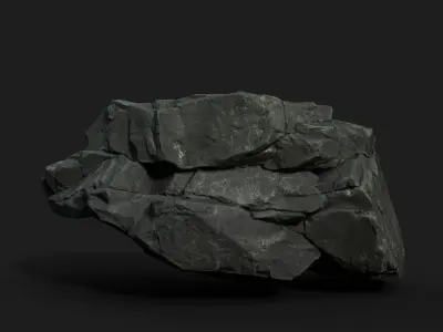 Low Poly Black Rock 230407 - Ultra HD 16K Texture  Low-poly 3D model