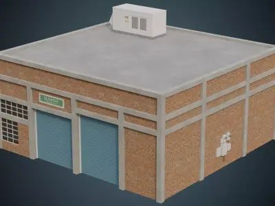 Industrial Building 1A Low-poly 3D model