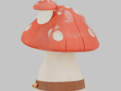 Enchanting mushroom cottage house Low-poly 3D model