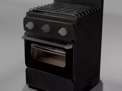 Gas range  old post-soviet  2 Burners  PBR  low-poly  game-ready Low-poly 3D model