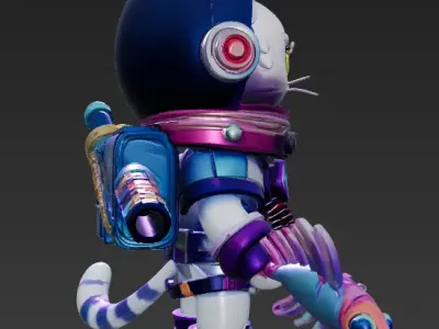 Astronaut Cat Character 3D model