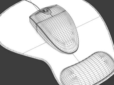 Mouse and Mouse Pad 3D model