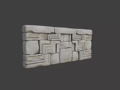 Ancient Andean Stone Railing Low-poly 3D model