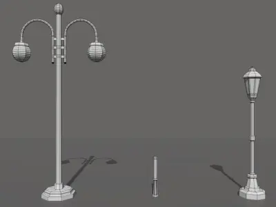 cartoon Street Light Pack Free low-poly 3D model