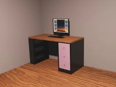 3D Computer Table Modeling Low-poly 3D model
