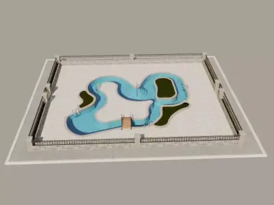Lazy River Public Pool 3D model