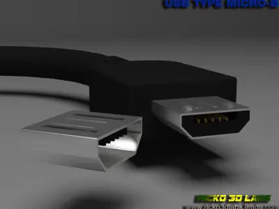 USB Type Micro-B MALE E FEMALE Low-poly 3D model