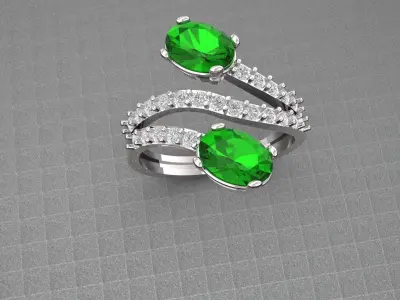  Emerald Embrace Ring 3D print model