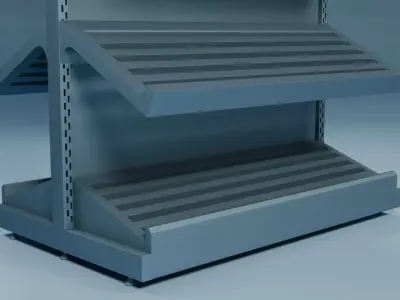 Double-Sided Supermarket Produce Display Rack Low-poly 3D model