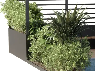 Landscape Furniture by pool with Pergola and Roof garden 08  3D model