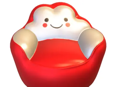 Beanbag  smile cloud Pack Low-poly 3D model