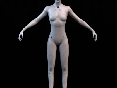 Advanced Female Humanoid Sci-fi Game Ready Character 3D Model Low-poly 3D model