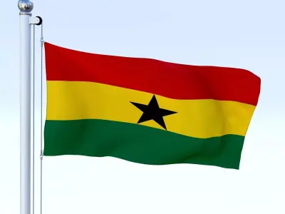 Animated Ghana Flag Low-poly 3D model