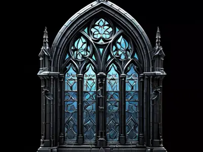 Gothic Arch Window Stained Glass Low-poly 3D model