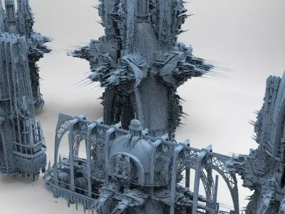 Sci Fi Fusion Emperor Tower Balcony 8 models  3D model