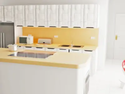 Modular sci fi kitchen 3D model