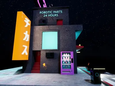 Cyberpunk Building - Low Poly Game Ready Low-poly 3D model