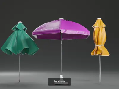 table chair and sunshade  3D Model Pack