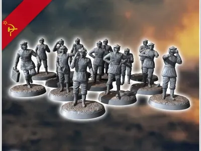 Set of 15 Soviet Soviet tank crews USSR WW2 6 - Soviet army WW2  3D print model