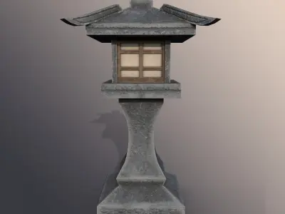 Japanese Stone Lanterns Low-poly 3D model get