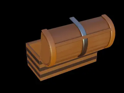 Low poly gameready chest wooden 3D model