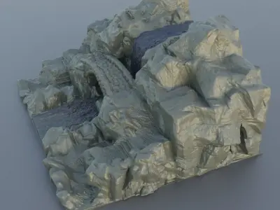Waterfall Bridge Tabletop Terrain 28 mm 3D print model