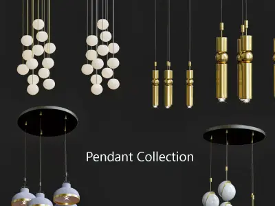 Pendan collection pendant light with four balls hanging from it 3D model