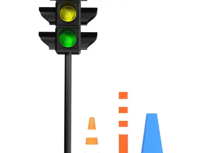 Traffic light Traffic Cone Low-poly 3D model