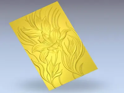 Decorative Floral Relief Wall Decor Set STL Mural CNC 391 3D model