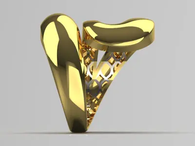 Yellow gold ring modern design model gr0067 3D print model