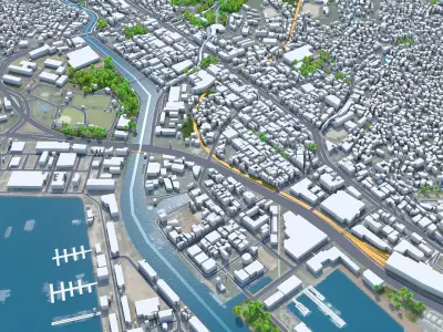 Sasebo Nagasaki Japan 30km AI Low-poly 3D model