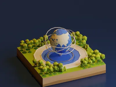 Unisphere Monument Low-poly 3D model