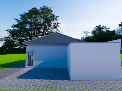 3D sketch up House Exterior and Interior  kitchen  living bath 3D model