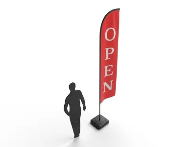 Banner Flag 01 Low-poly 3D model