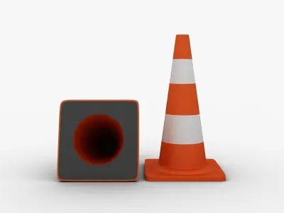 Traffic Cone Low-poly 3D model 40