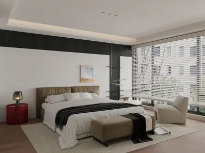 Comfortable modern-style bedroom 3D model