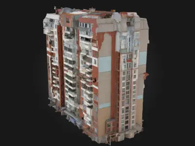 High-Rise Mosaic Stylized Skyscraper Facade Model 3D model