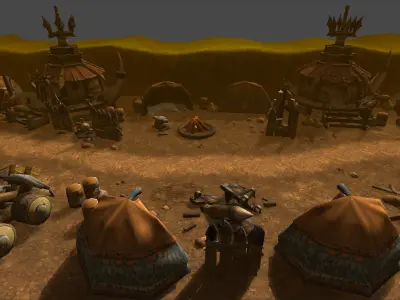 Fantasy Chess RPG Environment - War Camp Low-poly 3D model