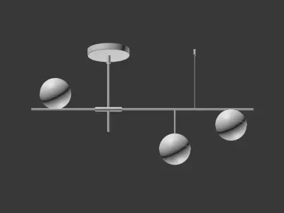 Mid Century Modern 3 Light Linear Ceiling Light in Black 3D model