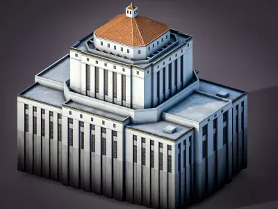 Alameda County Courthouse Low-poly 3D model