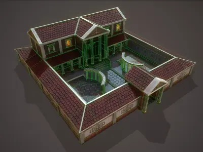 Roman Greek Villa Low-poly 3D model