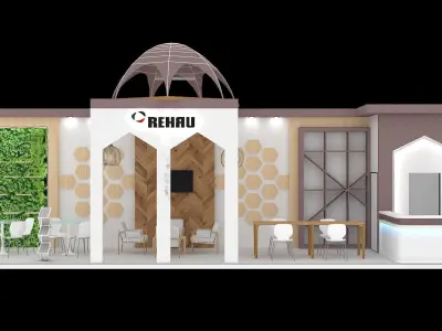 Booth Exhibition Design size 3x12 m with two open sides  Low-poly 3D model